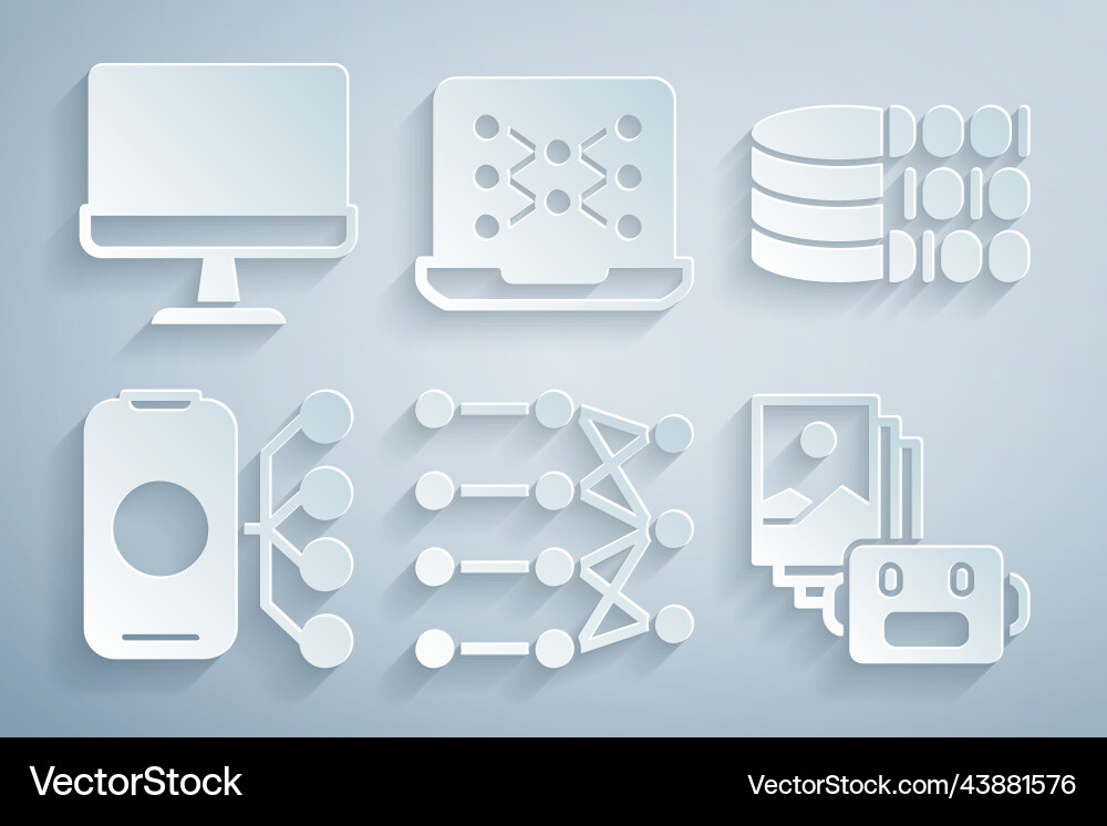 Set neural network binary code artificial Set neural network binary code artificial vector image