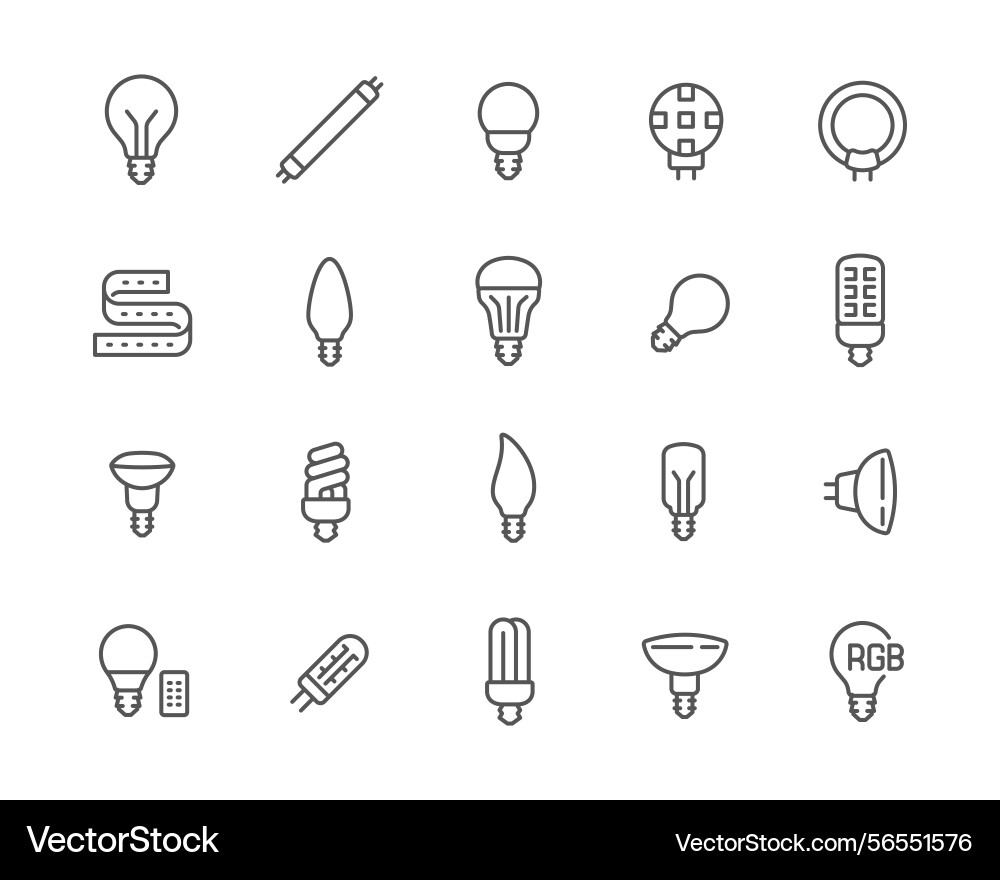 Set of editable icons for various light Vector Image