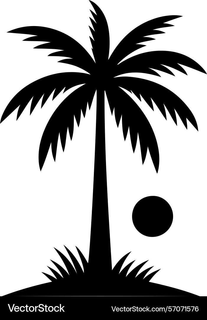 Silhouette palm tree tropical island summer Silhouette palm tree tropical island summer Vector Image