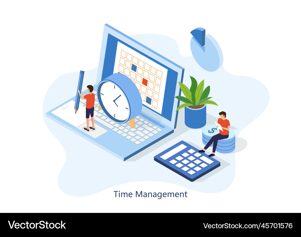 Time management banner with character and text Time management banner with character and text vector image