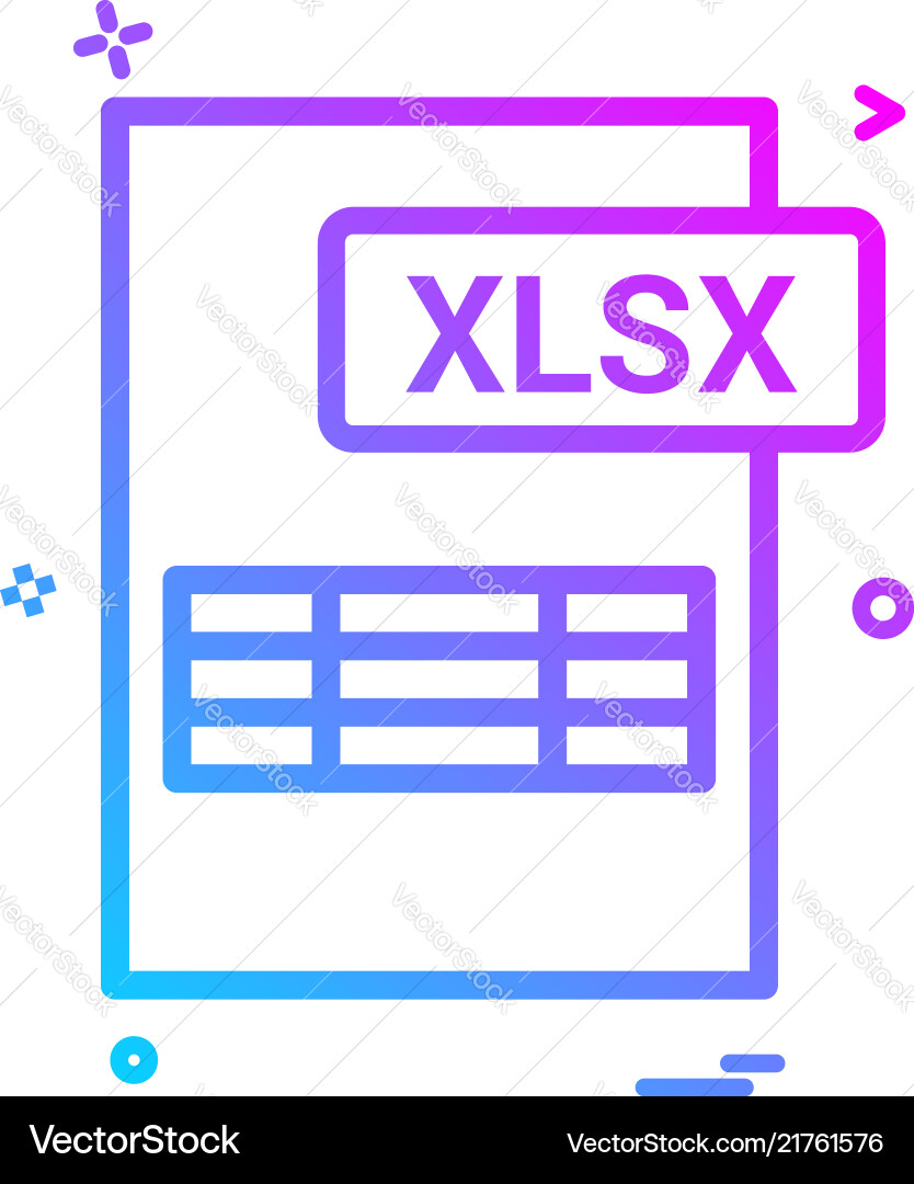 Xlsx file format icon design Xlsx file format icon design Vector Image