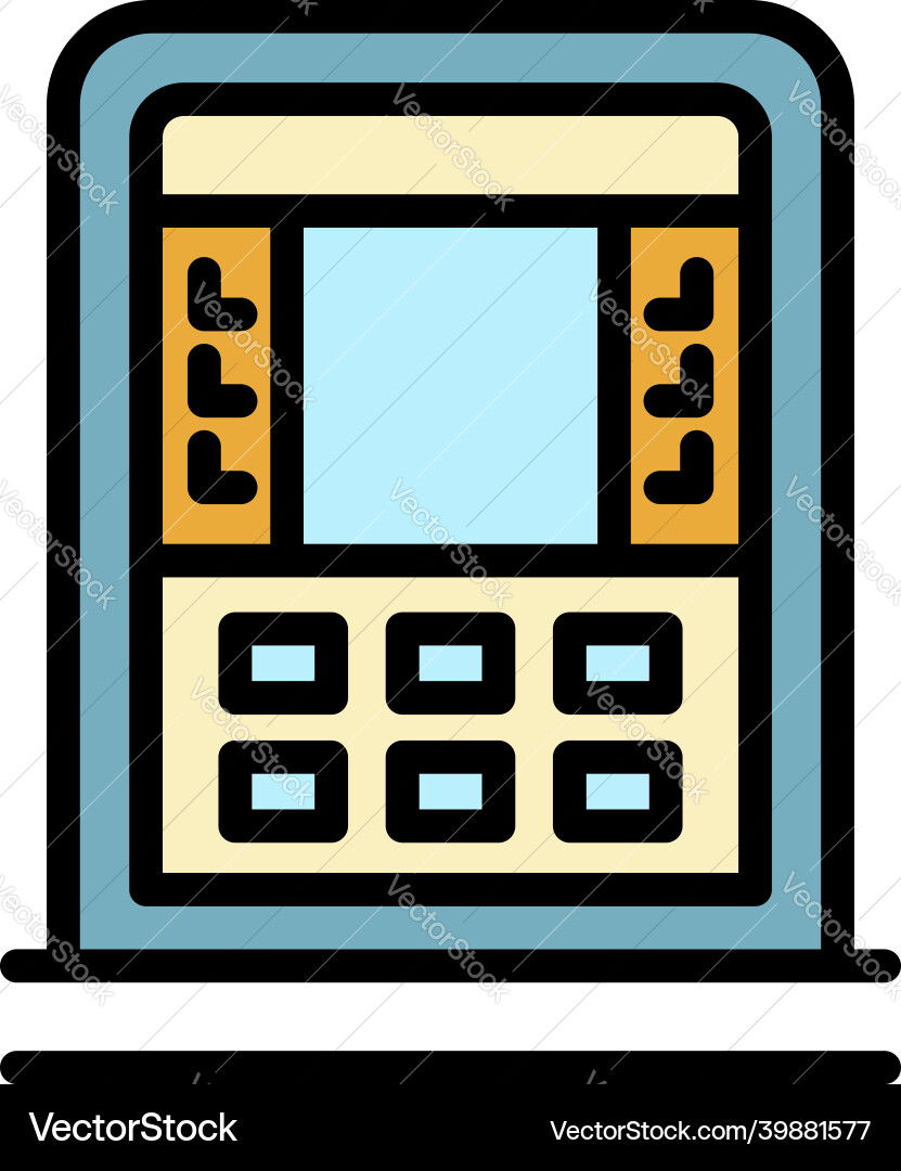 Atm cash icon color outline Atm cash icon color outline Vector Image