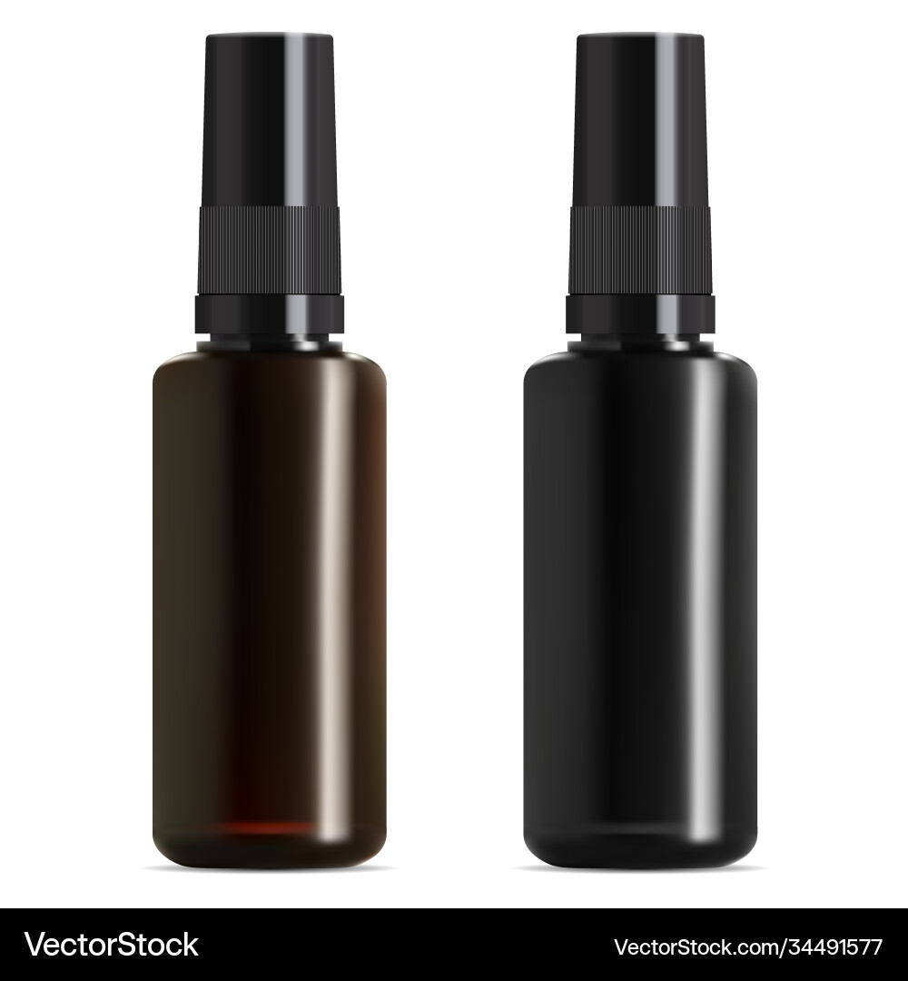 Black and brown glass medical bottle oil vial Black and brown glass medical bottle oil vial vector image