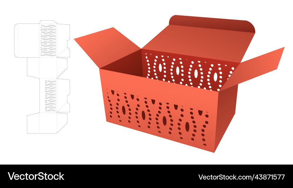 Box with stenciled dot pattern on 2 walls die cut Box with stenciled dot pattern on 2 walls die cut Vector Image