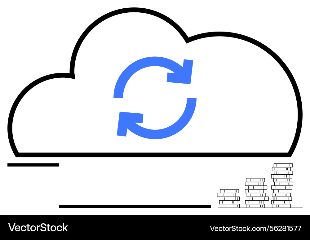 Cloud Computing-Sync mit Datenarchiv und Speicher Vektorbild
