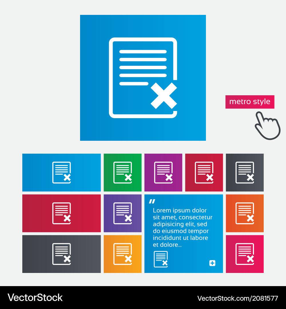 Delete file sign icon remove document symbol Vector Image
