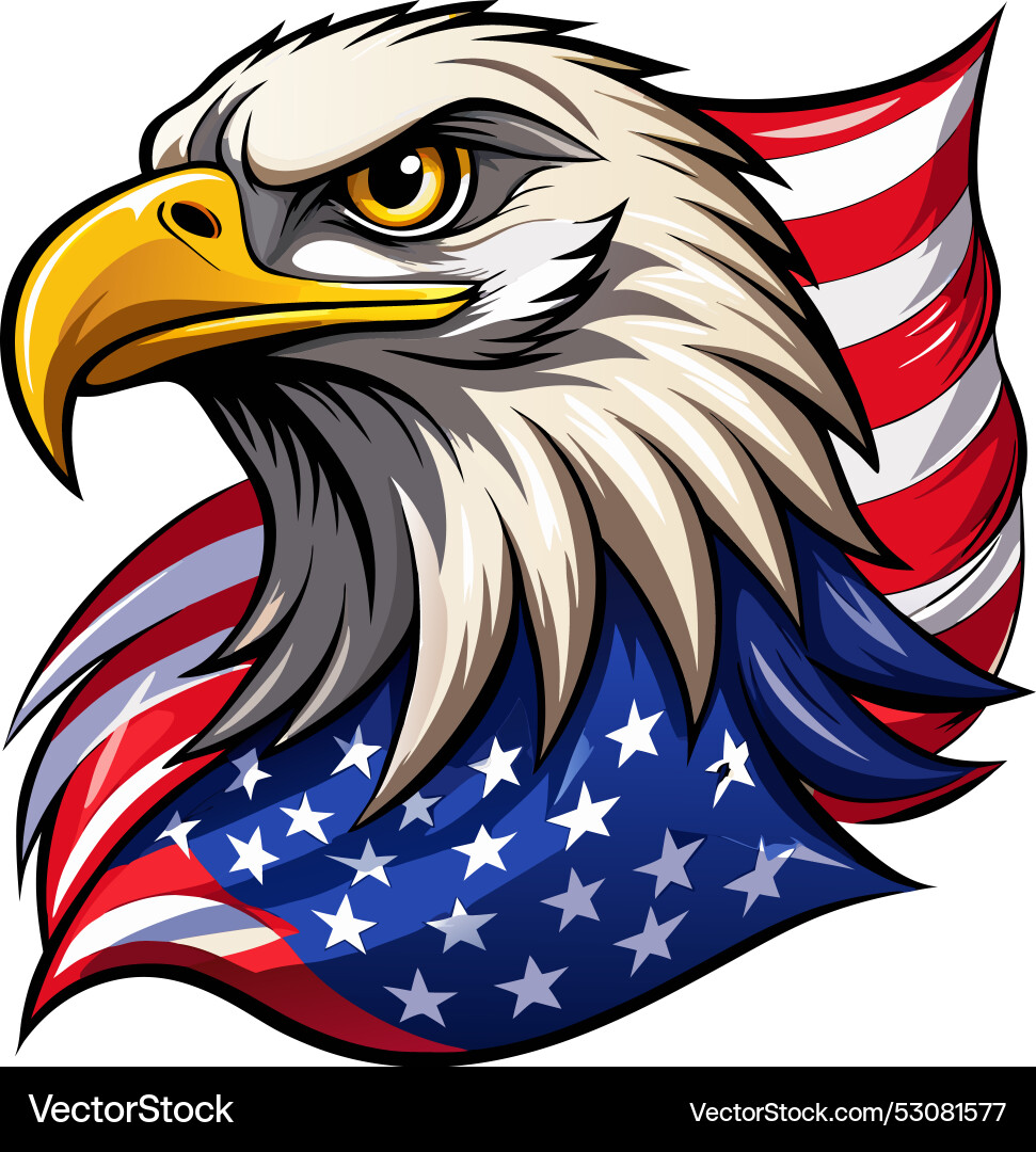 Eagle head with american flag pattern Royalty Free Vector