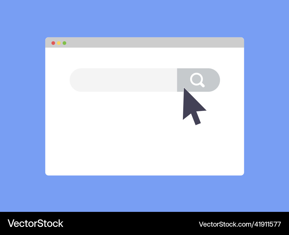 Flat design web browser search template with mouse Flat design web browser search template with mouse vector image