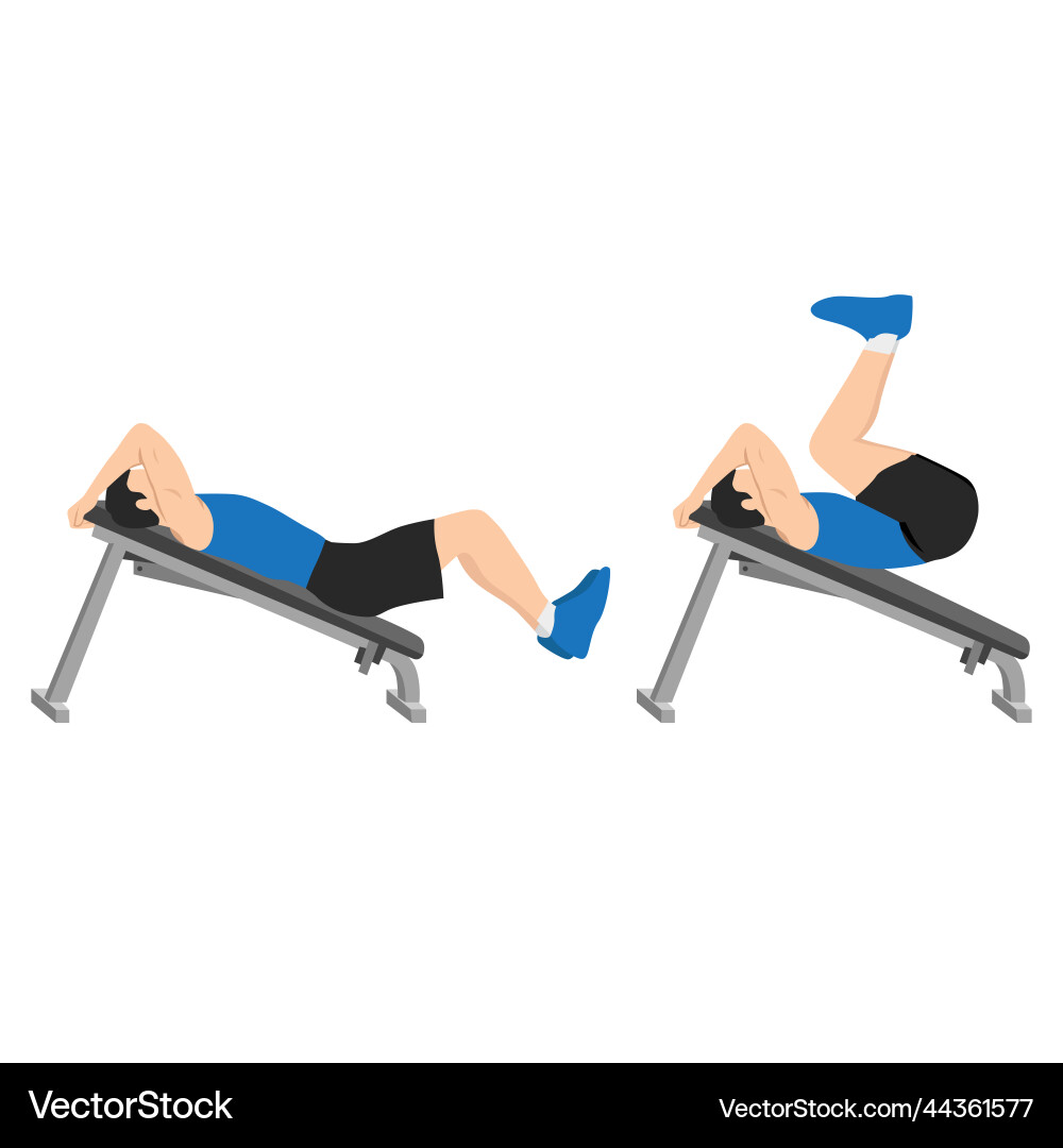 Man doing decline reverse crunch exercise Man doing decline reverse crunch exercise vector image