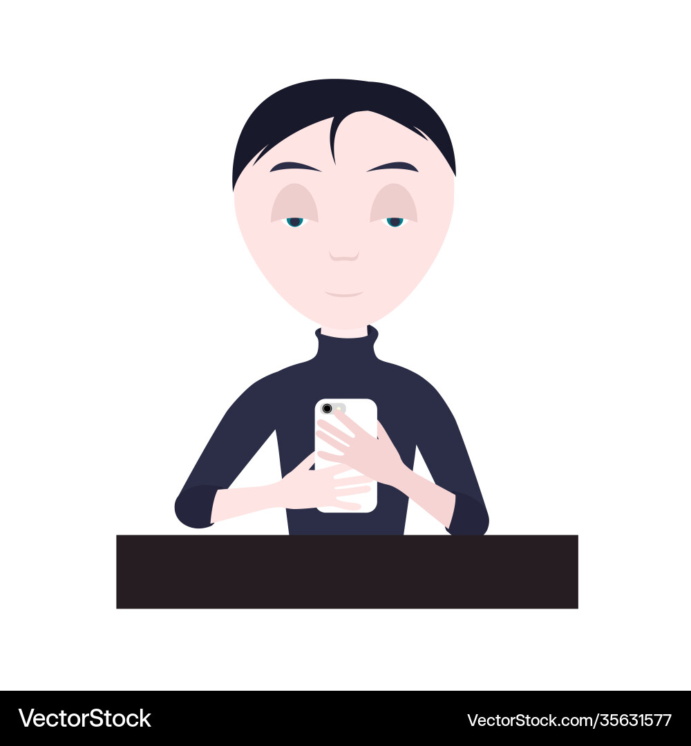 Man with smartphone at table isolated Vector Image