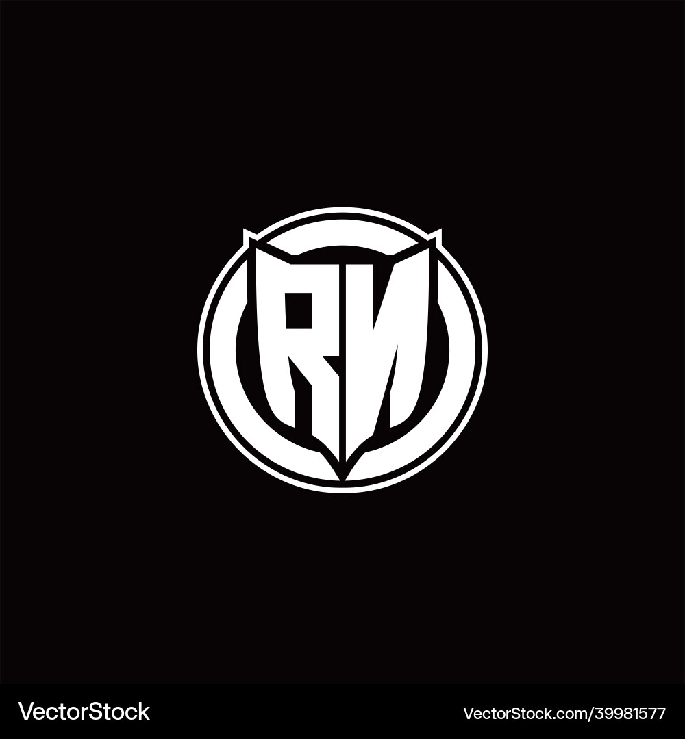 Rn logo monogram with shield and circluar shape Vector Image