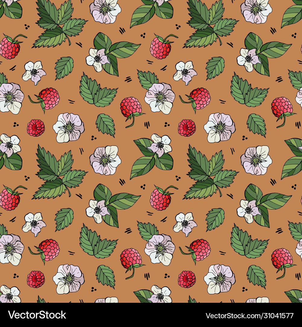 Seamless pattern berries raspberry colors Seamless pattern berries raspberry colors Vector Image