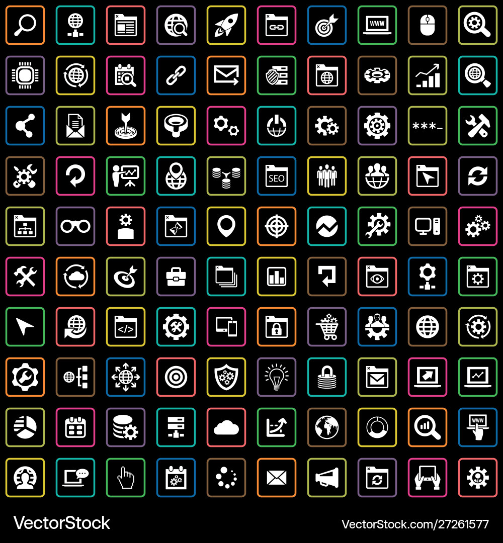 Seo 100 icons universal set for web and ui Vector Image