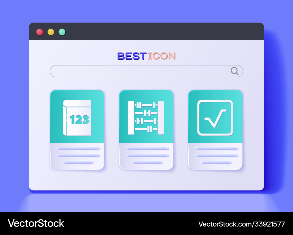 Set abacus book with word mathematics and square Set abacus book with word mathematics and square vector image