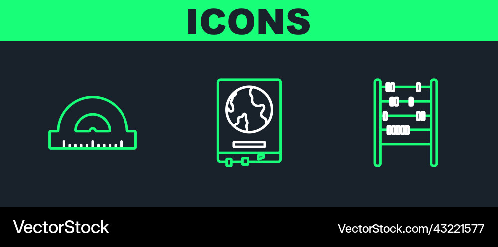 Set line abacus protractor grid for measuring Set line abacus protractor grid for measuring vector image