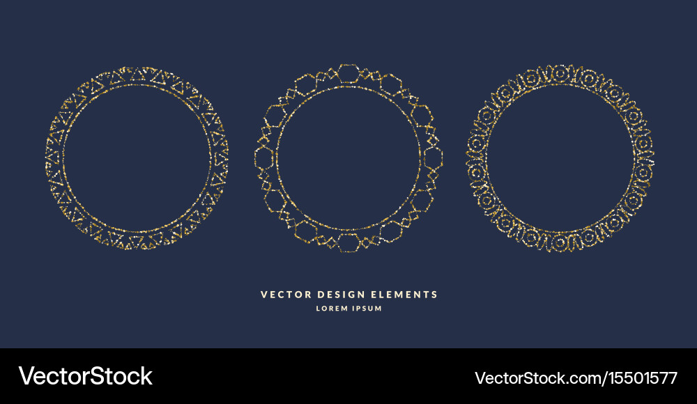 Set of modern geometric circular frames for text vector image