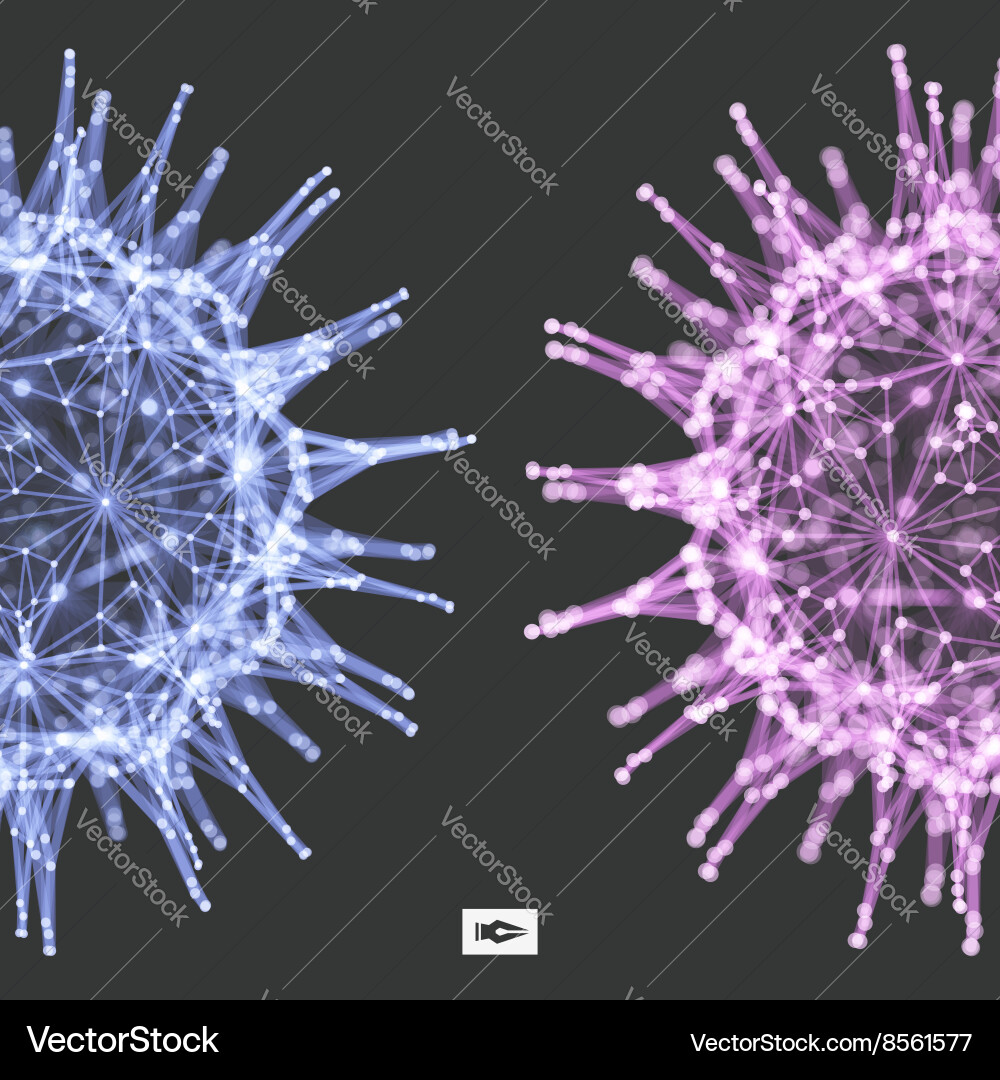 Sphere with connected lines and dots glowing grid Vector Image