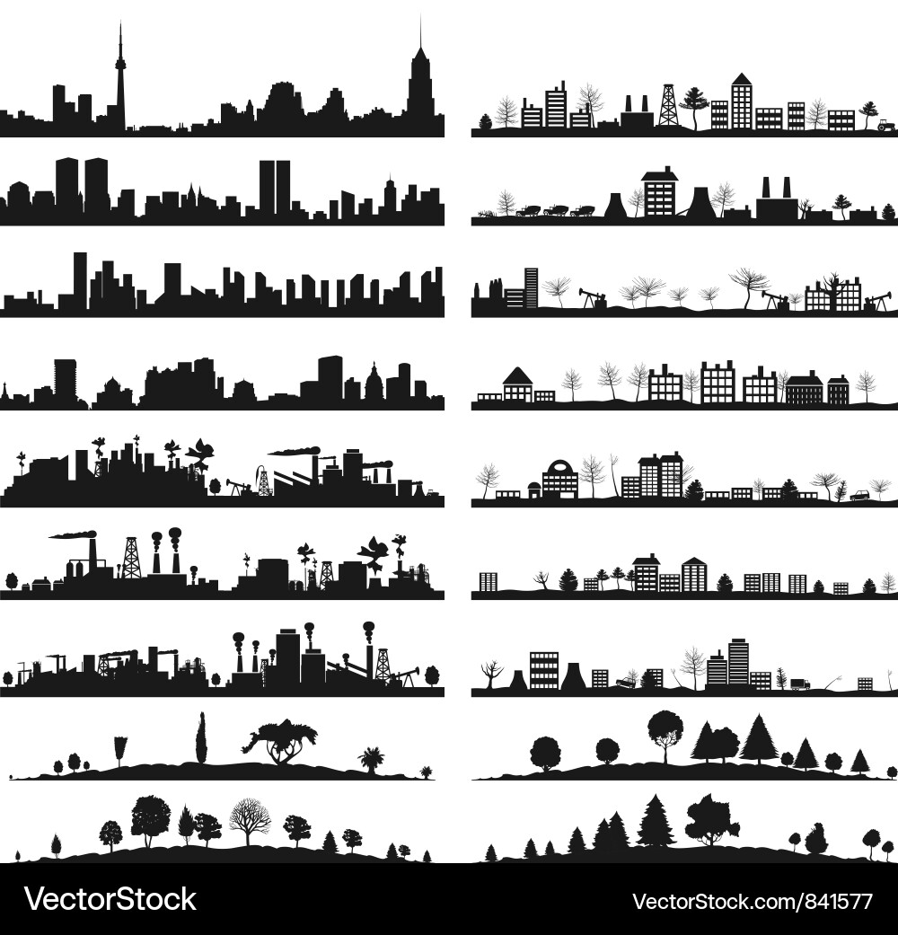 Urban Skyline Silhouettes vector image