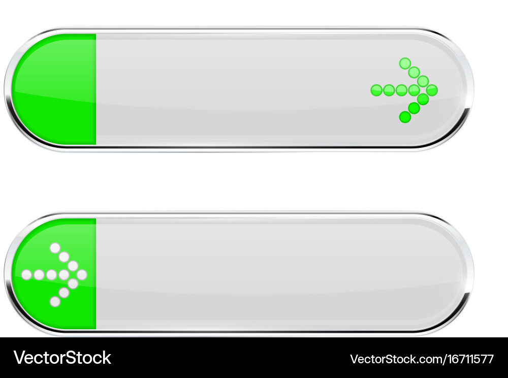 White buttons with green tags and arrow sign menu vector image