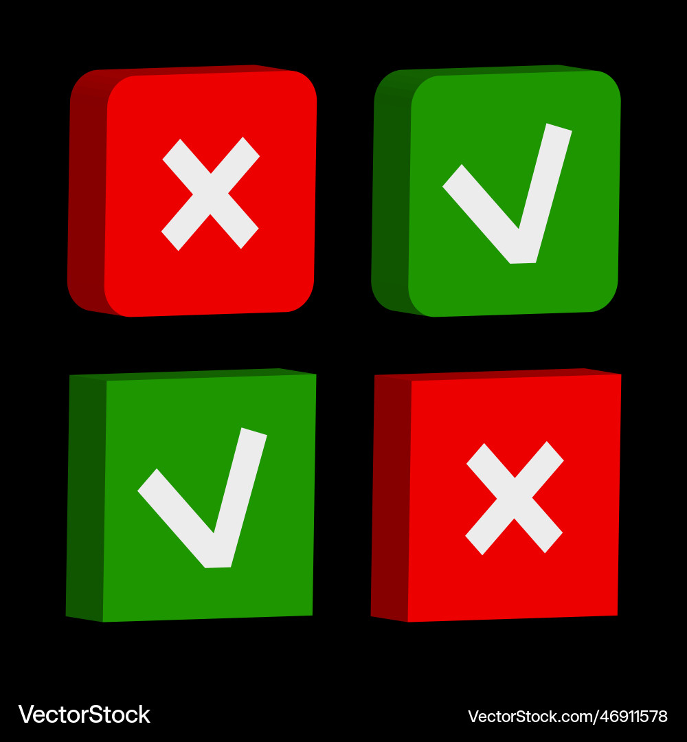 Cross tick three-dimensional in 3d style black Cross tick three-dimensional in 3d style black vector image