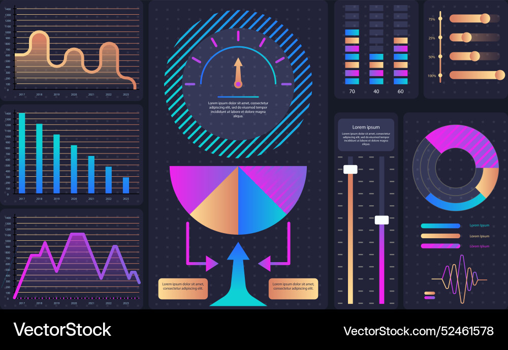 Dashboard infographic element set vector image