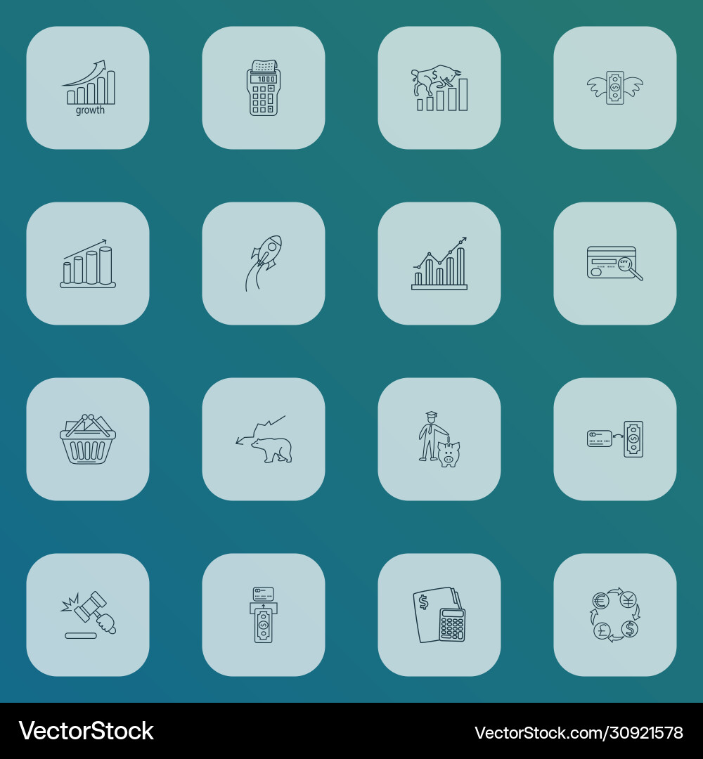 Finance icons line style set with bar charts Finance icons line style set with bar charts vector image