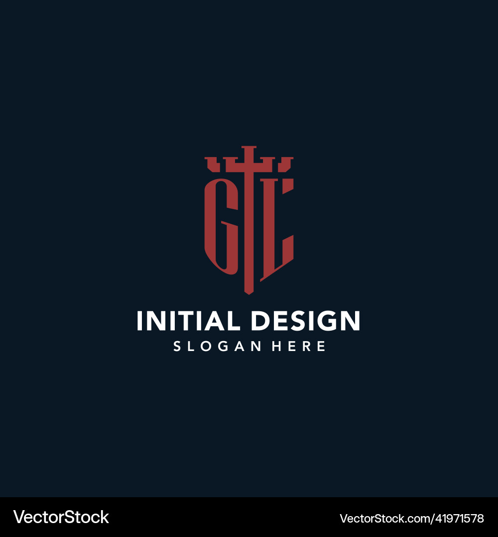 Gl initial monogram logos with sword and shield Gl initial monogram logos with sword and shield vector image
