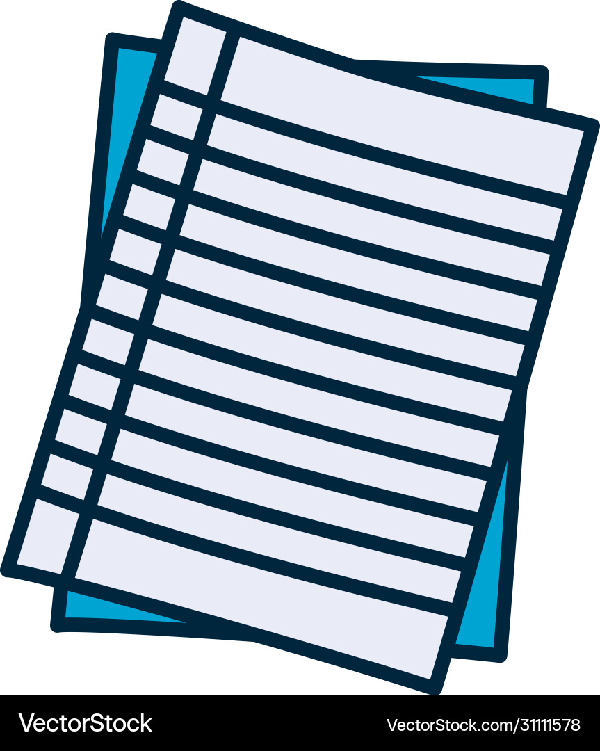 Notebook striped pages icon line and fill style vector image