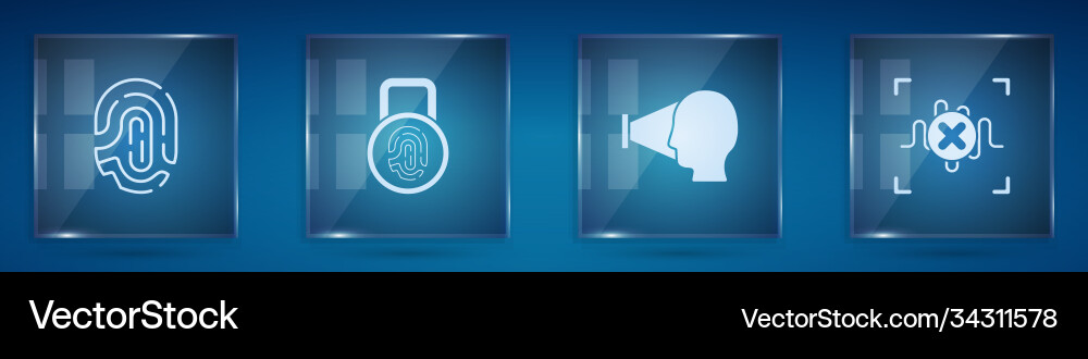 Set fingerprint with lock face recognition Set fingerprint with lock face recognition vector image