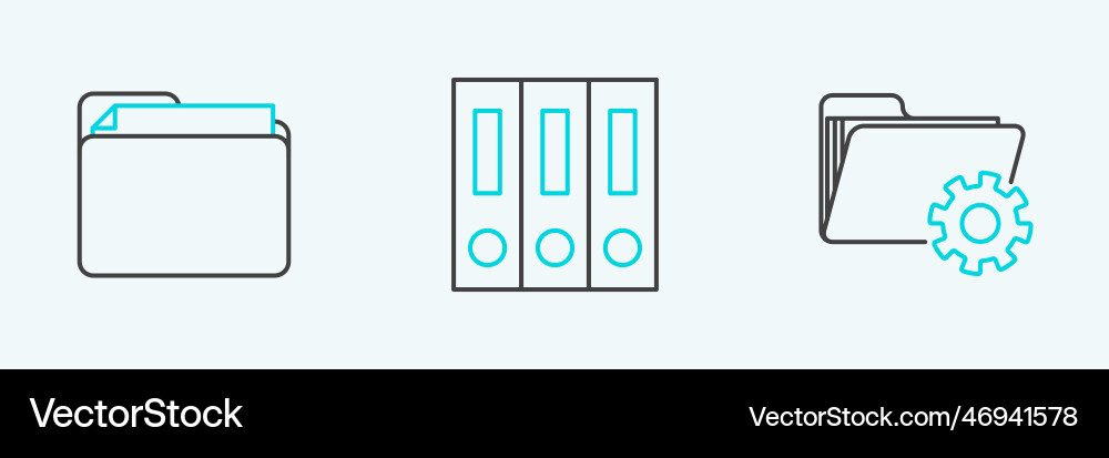 Set line folder settings with gears document Set line folder settings with gears document vector image