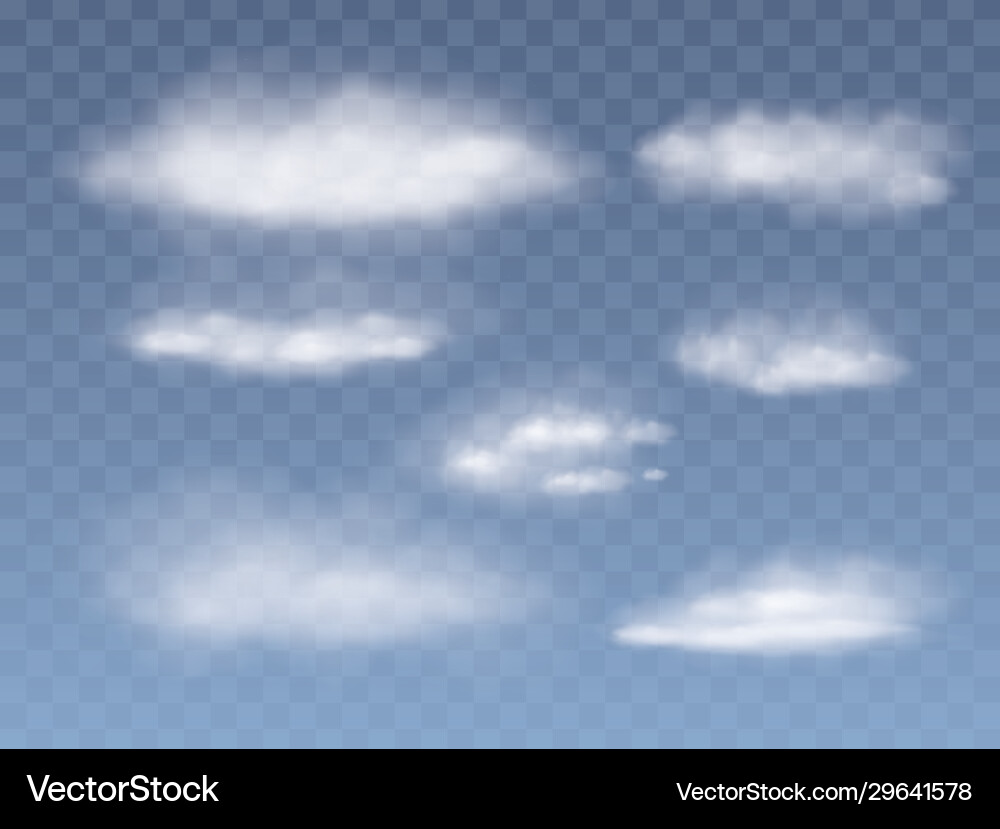 Set realistic and transparent different clouds Set realistic and transparent different clouds vector image