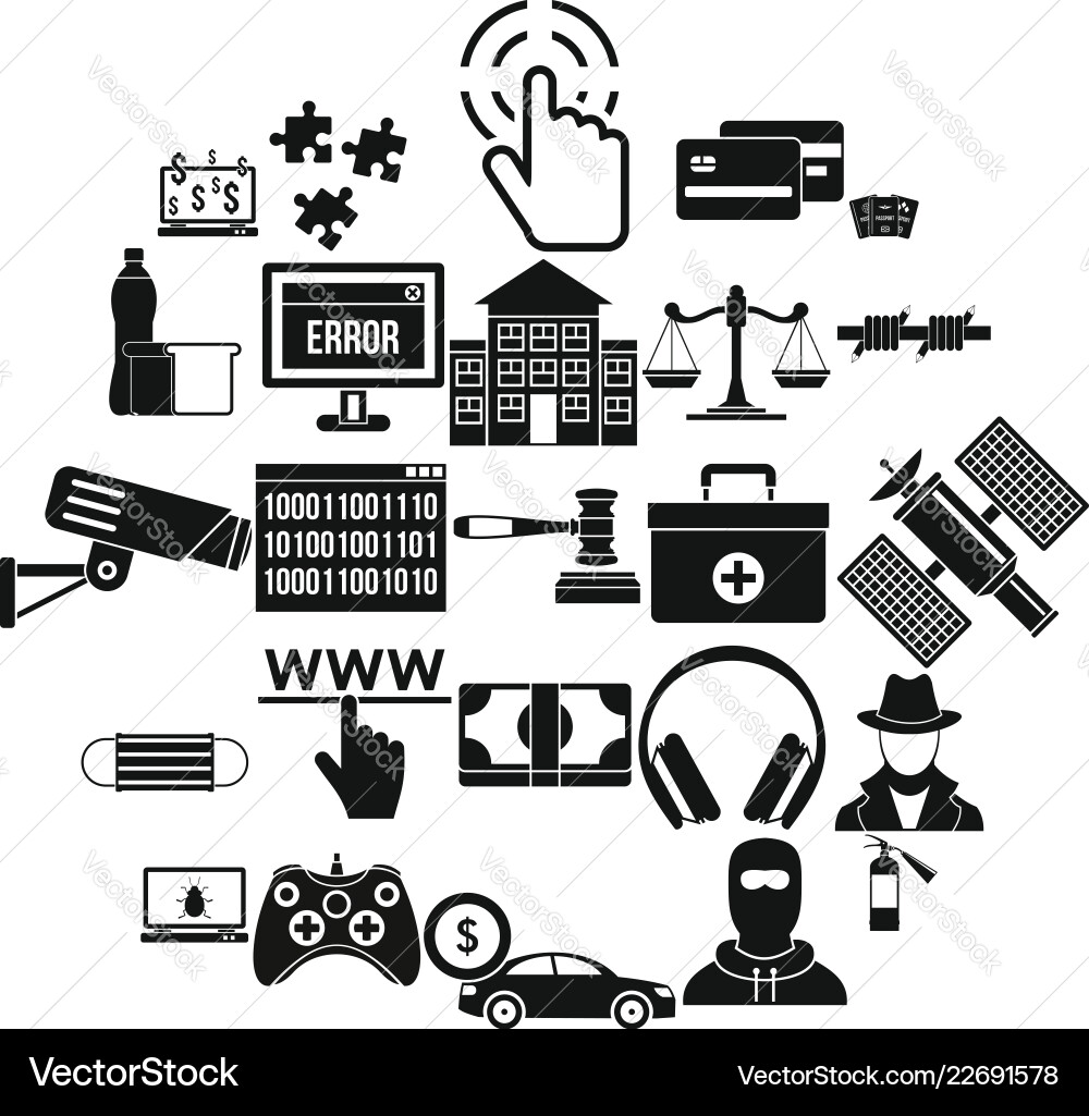 Software developer icons set simple style Software developer icons set simple style vector image