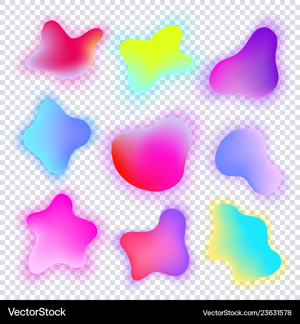 Vivid gradient spots set with abstract elements vector image