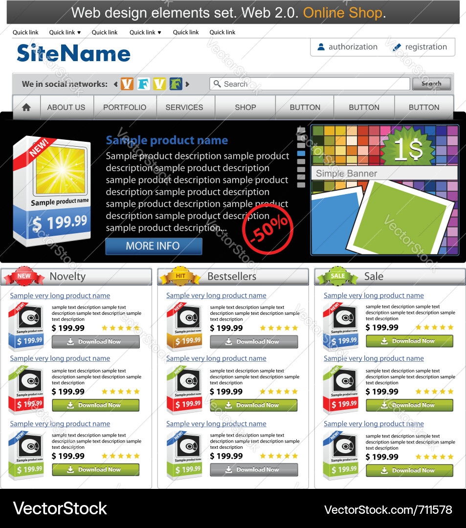 Web design elements set vector image