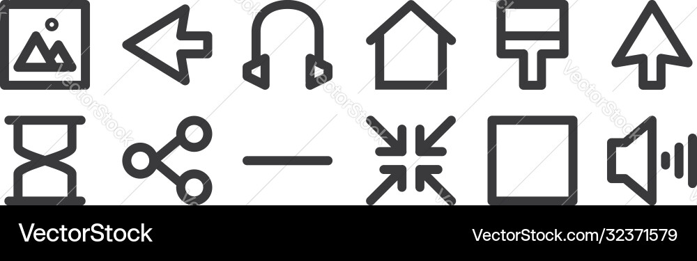 12 set linear user interface icons thin Vector Image