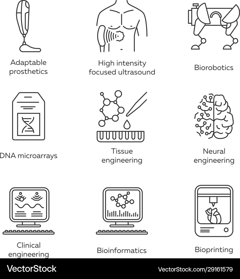 Bioengineering Icon Set - Linear Style vector image