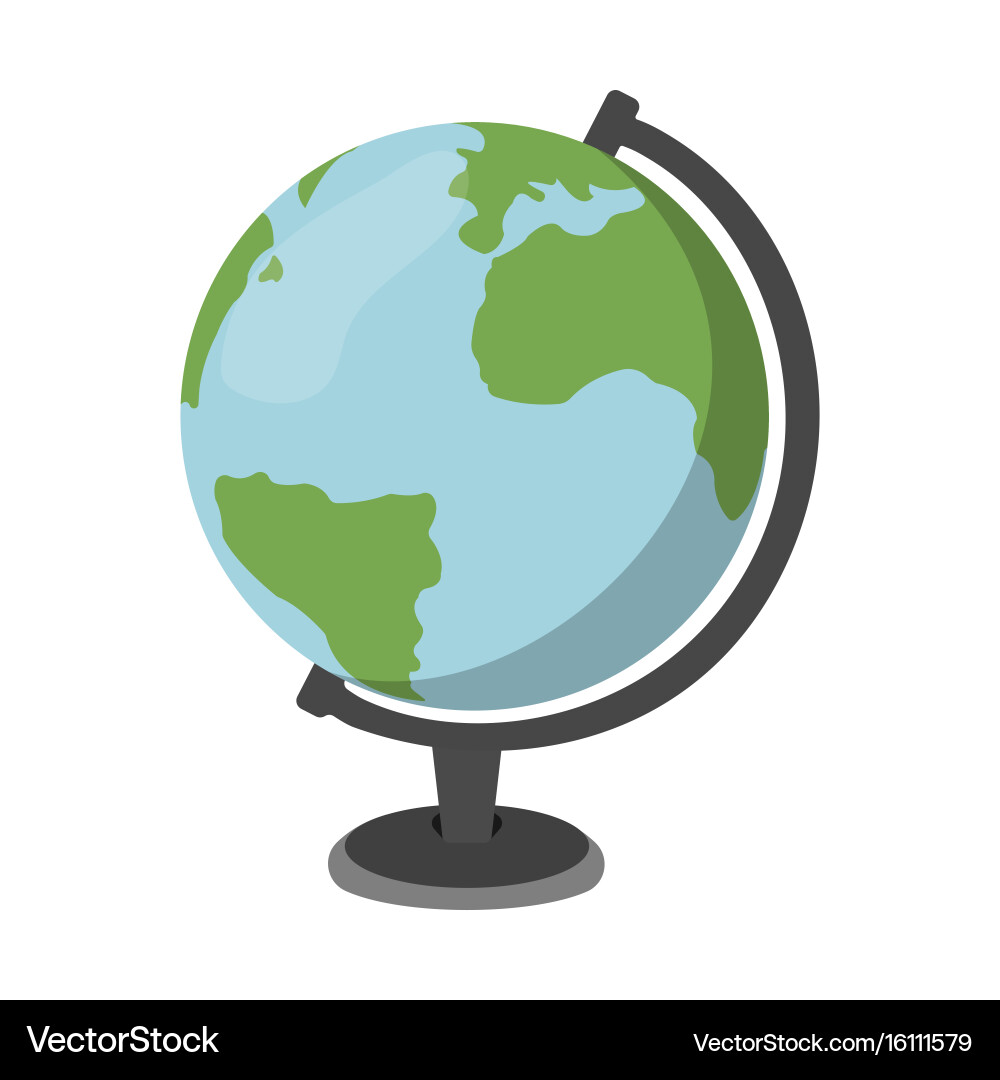 Cartoon globe icon schools supplies isolated Vector Image