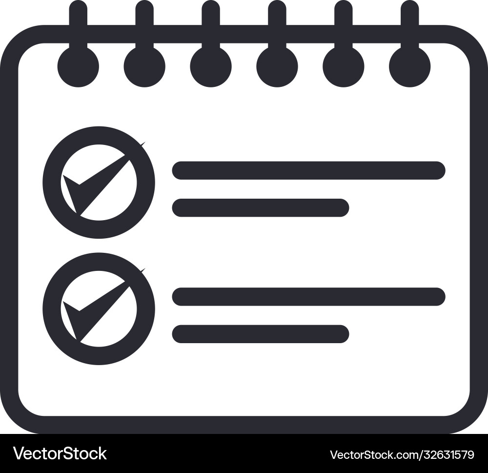 Check marks in notebook line style icon vector image