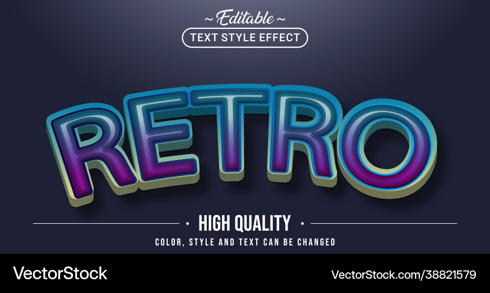 Editable text style effect - retro vector image