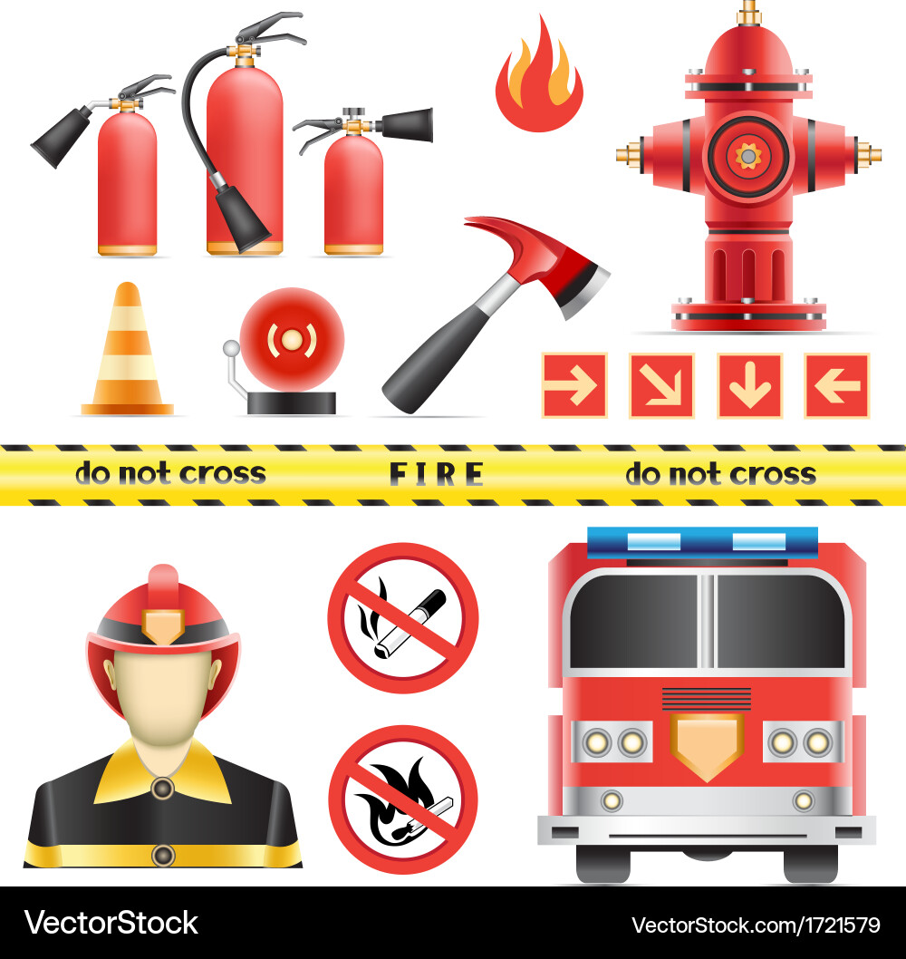 Fire set Royalty Free Vector Image - VectorStock