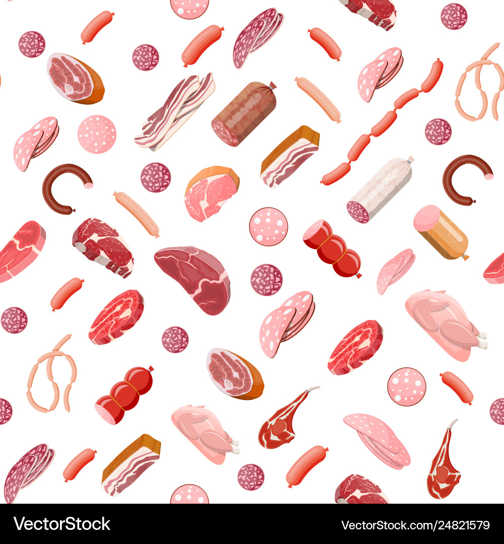 Meat set seamless pattern Meat set seamless pattern vector image