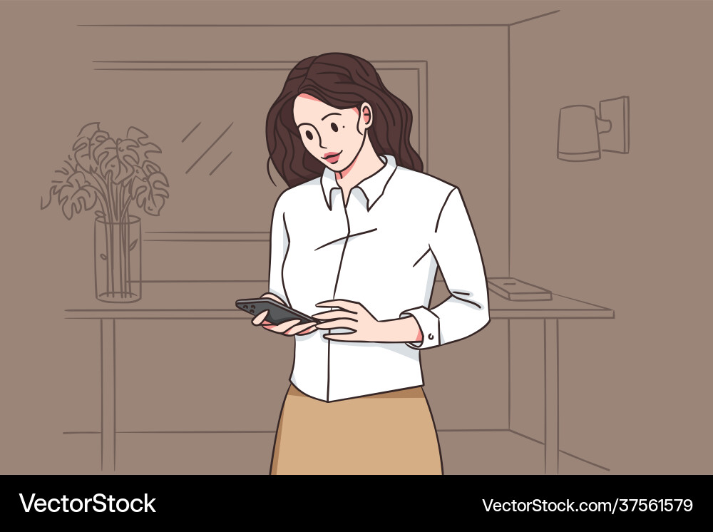 Office worker and online communication concept Office worker and online communication concept vector image