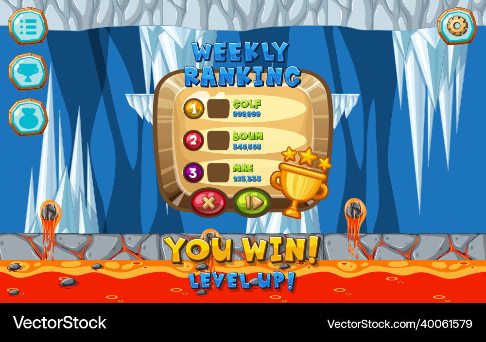 Platformer game template with ice cave Platformer game template with ice cave vector image