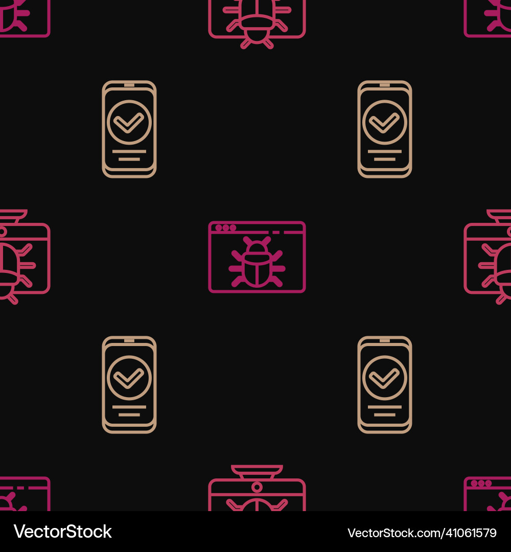 Set line system bug on monitor smartphone Set line system bug on monitor smartphone vector image