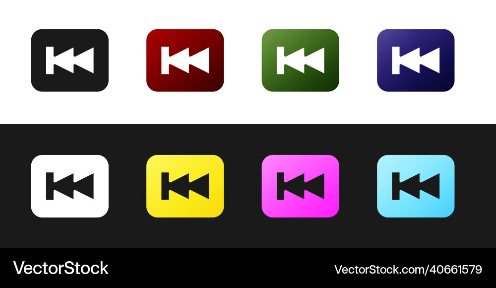 Set rewind button icon isolated on black and white Set rewind button icon isolated on black and white Vector Image