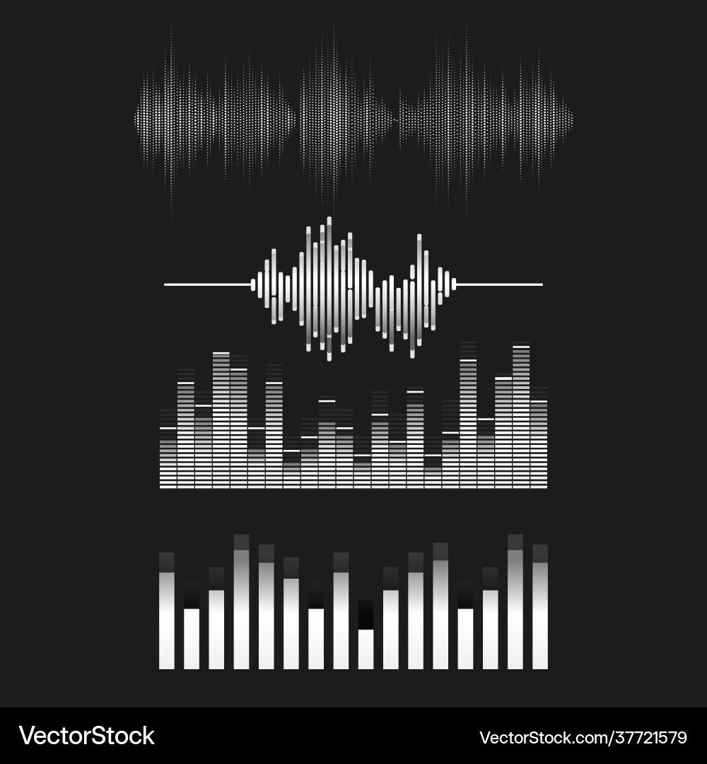 Sound Wave Equalizer Set Vector Image