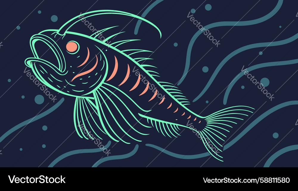 Abstract luminous anglerfish design generative ai Vector Image