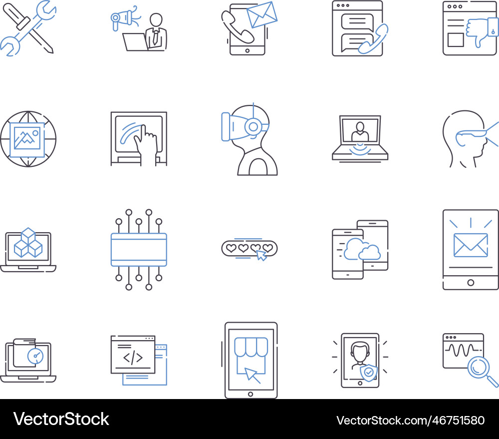 Apps and hardware outline icons collection app Apps and hardware outline icons collection app vector image