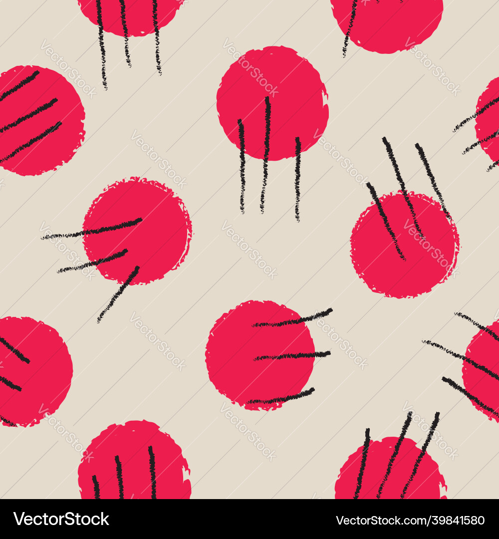 Black lines red dots ivory repeat pattern Black lines red dots ivory repeat pattern vector image