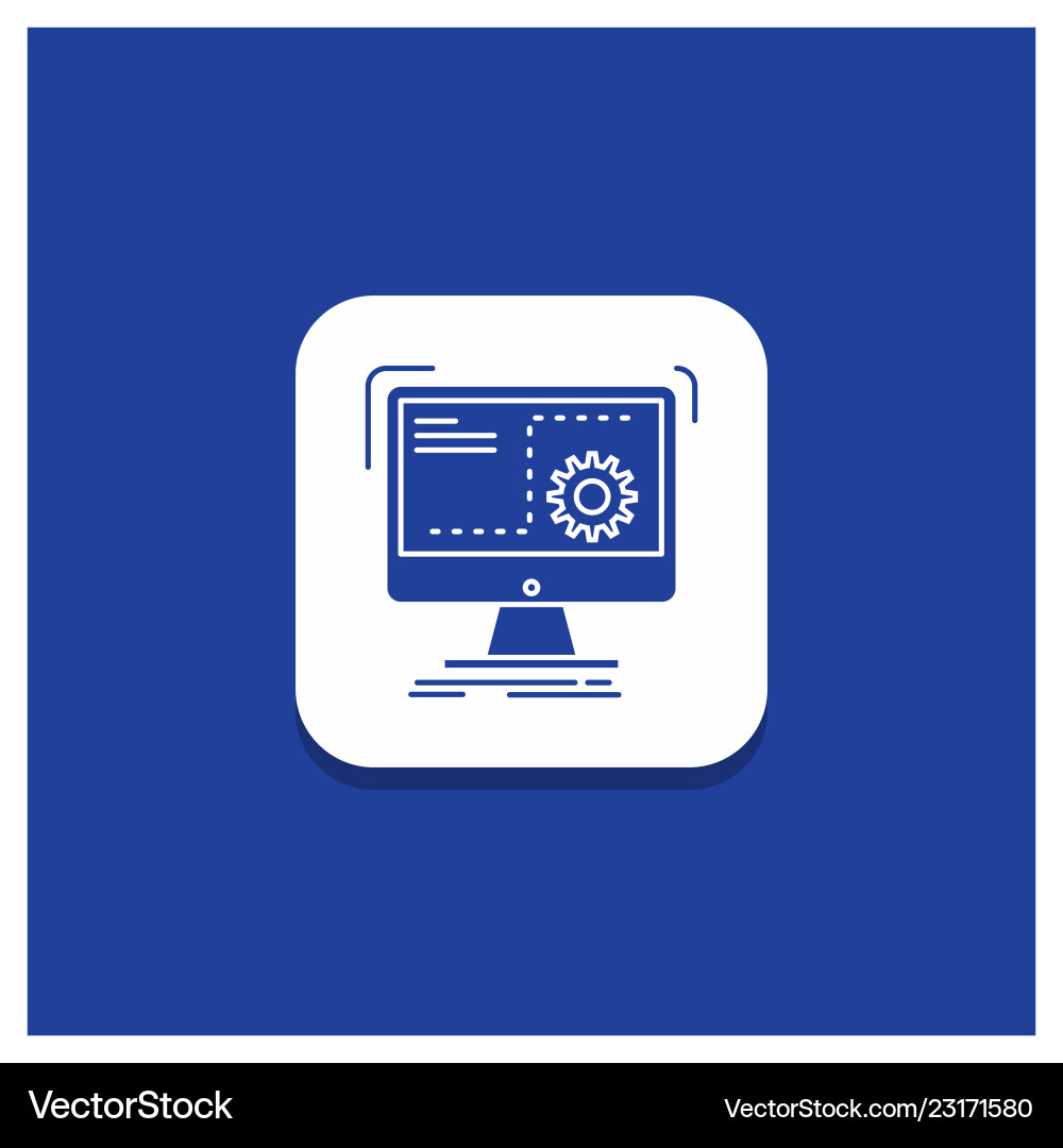 Blue round button for command computer function Blue round button for command computer function vector image